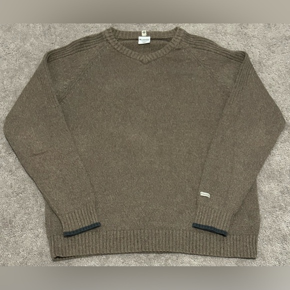 Columbia Sweater Brown Cable Knit Long Sleeve Casual Pullover Mens Large - Picture 1 of 6